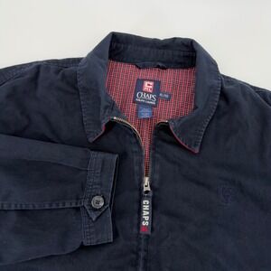 Vintage Chaps Ralph Lauren XL Harrington Jacket Men's Navy Blue Plaid Lined